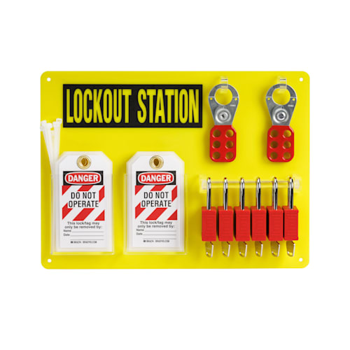 6-Lock Lockout Board with Keyed Different Padlocks
