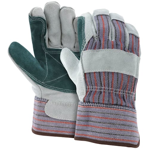 Double Leather Palm Work Gloves with Safety Cuff