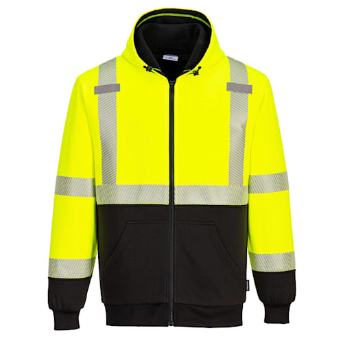 hi-vis two-tone zip up hooded sweatshirt