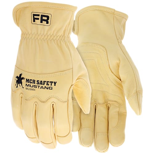 mustang hidex leather drivers utility work gloves, kevlar&#174; lined, arc rating 50 cal/cm2