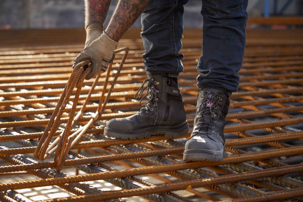 black work boots construction