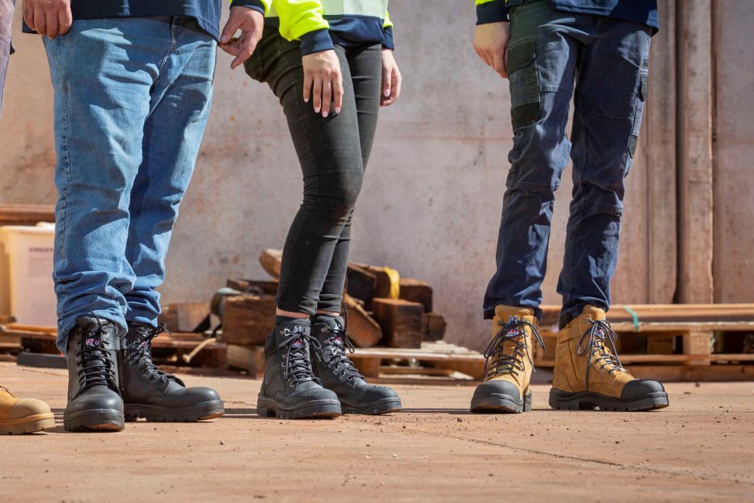 steel blue tradies work boots