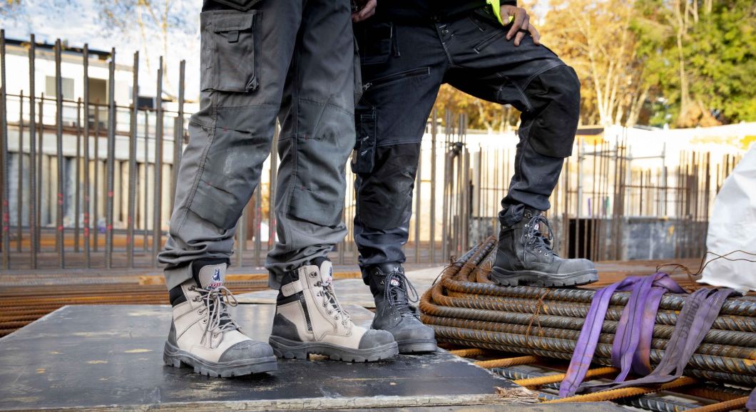 steel blue work boots in the workplace