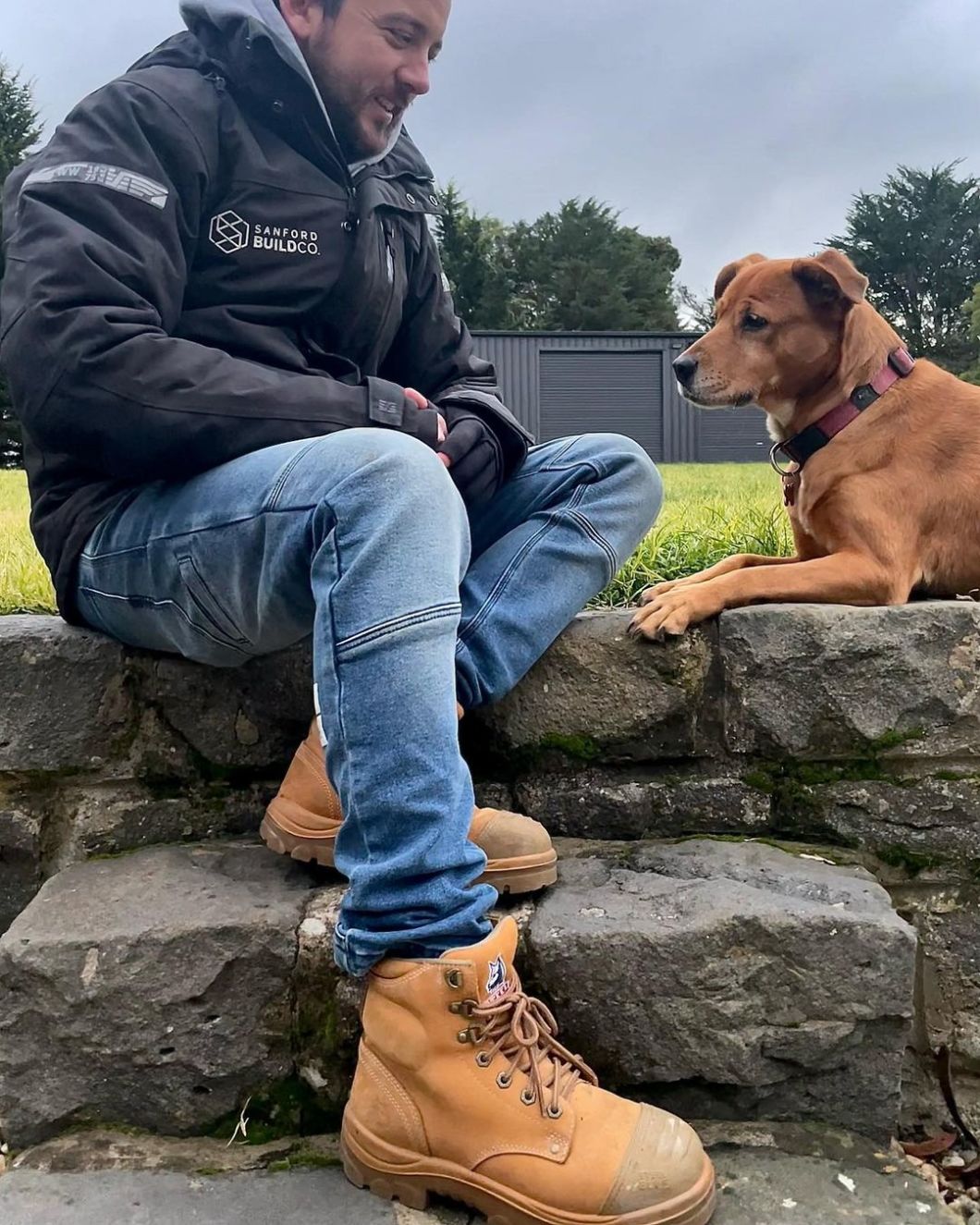 steel blue men's work boots