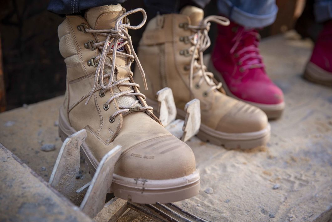 work boots - sand and pink safety boots