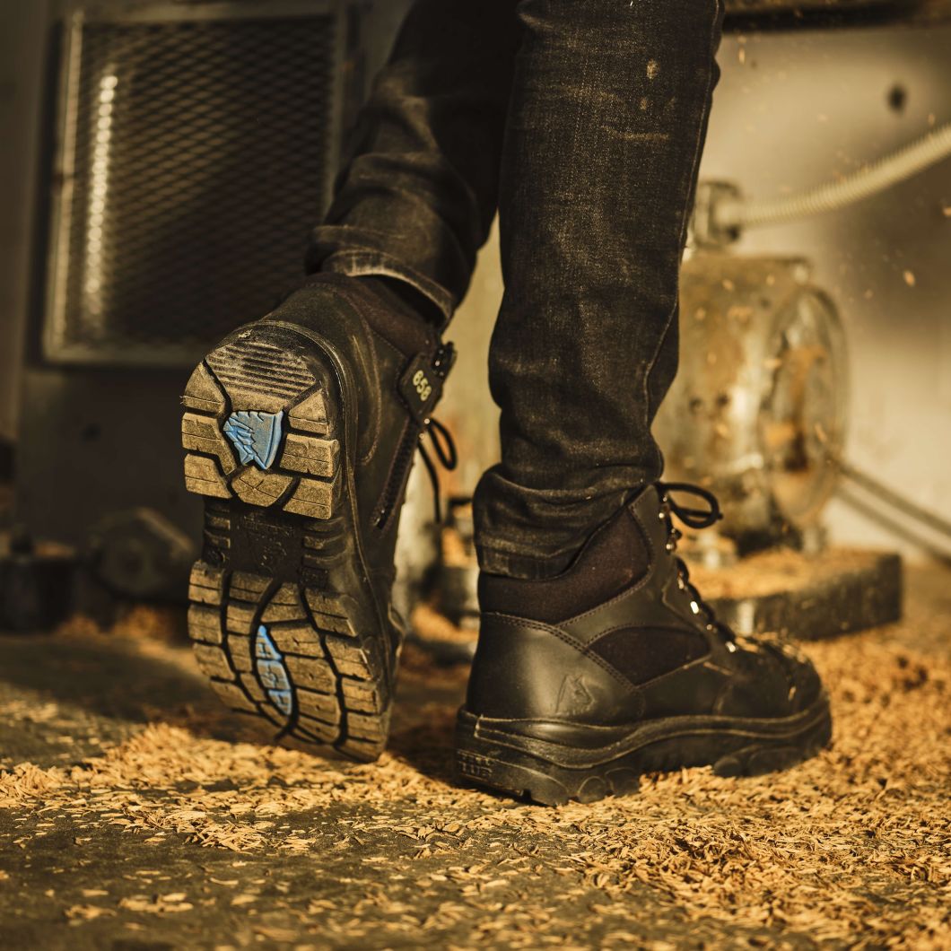 steel blue black work boots