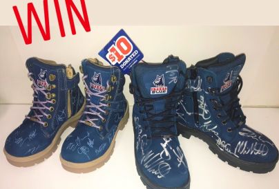 Win a pair of Steel Blue boots signed by <br> the Brisbane Broncos