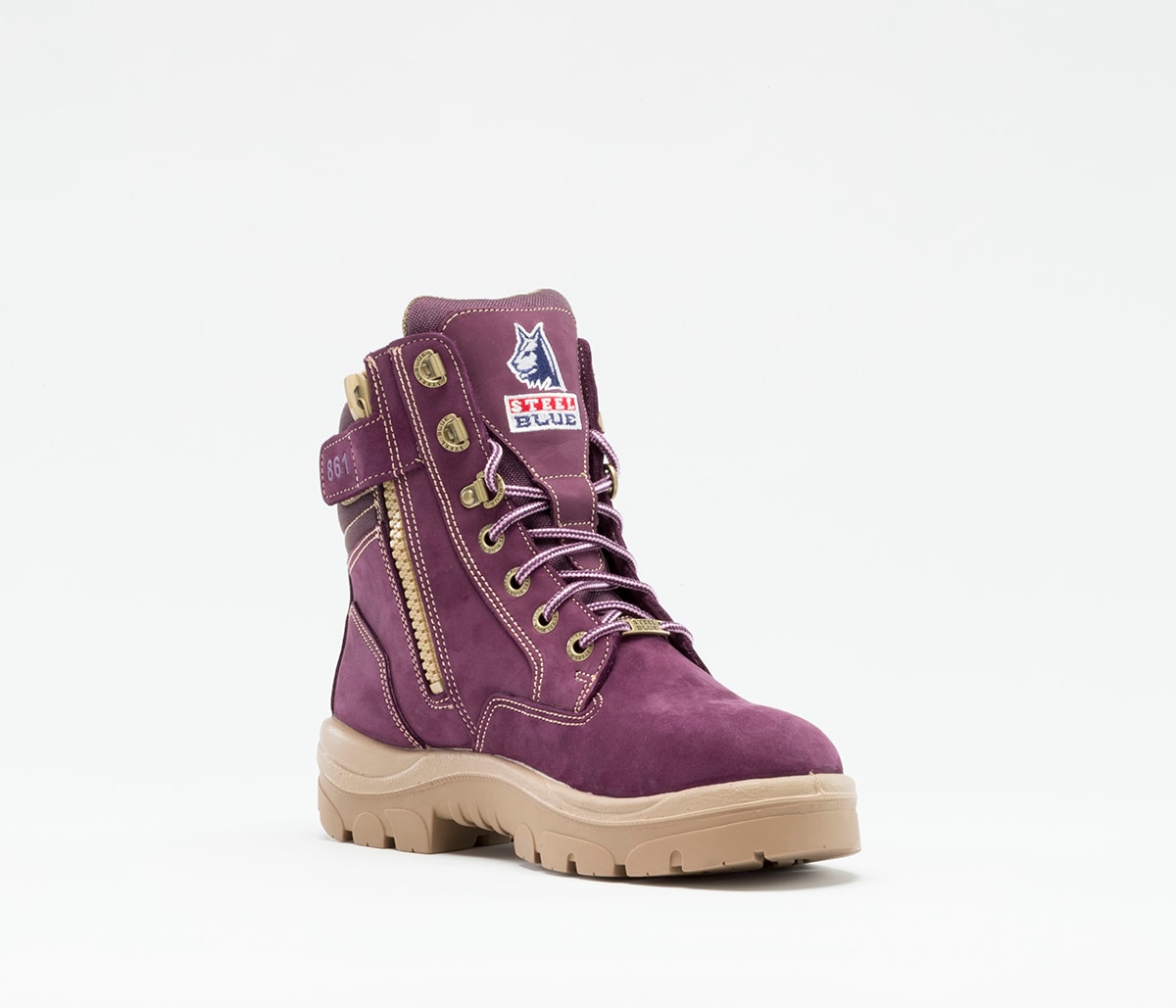 purple safety boots