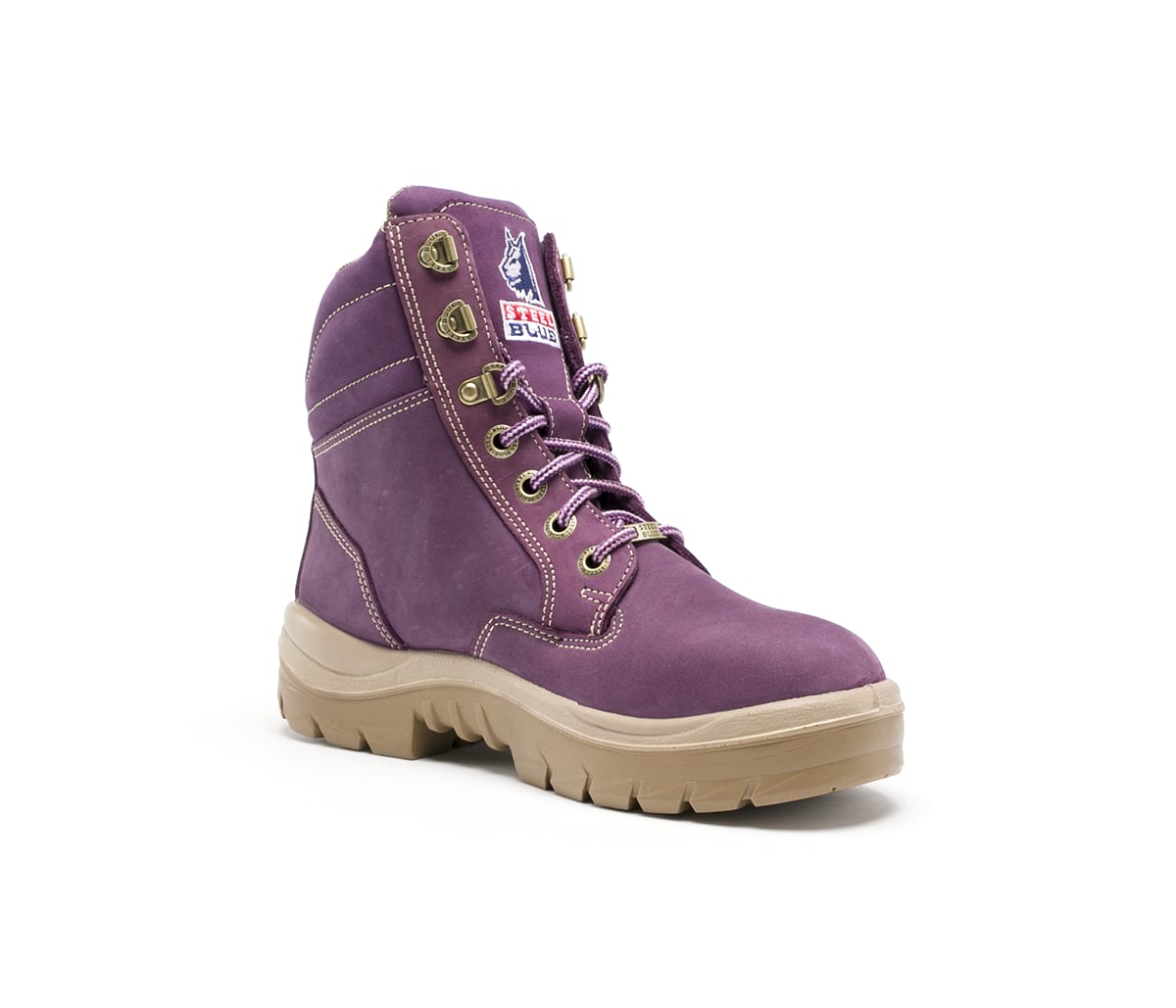 purple safety boots