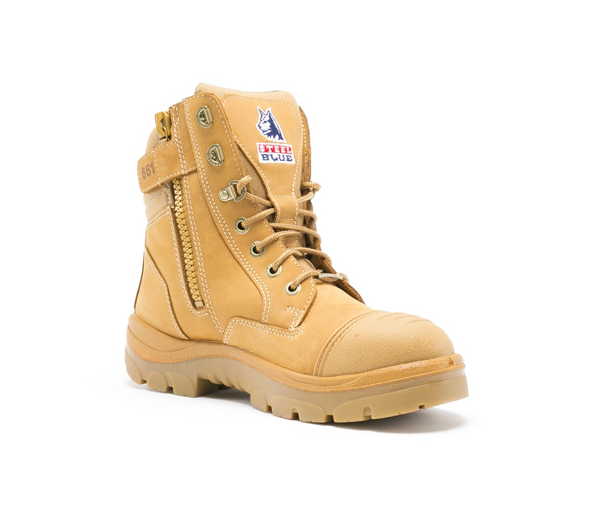 zip up steel toe work boots