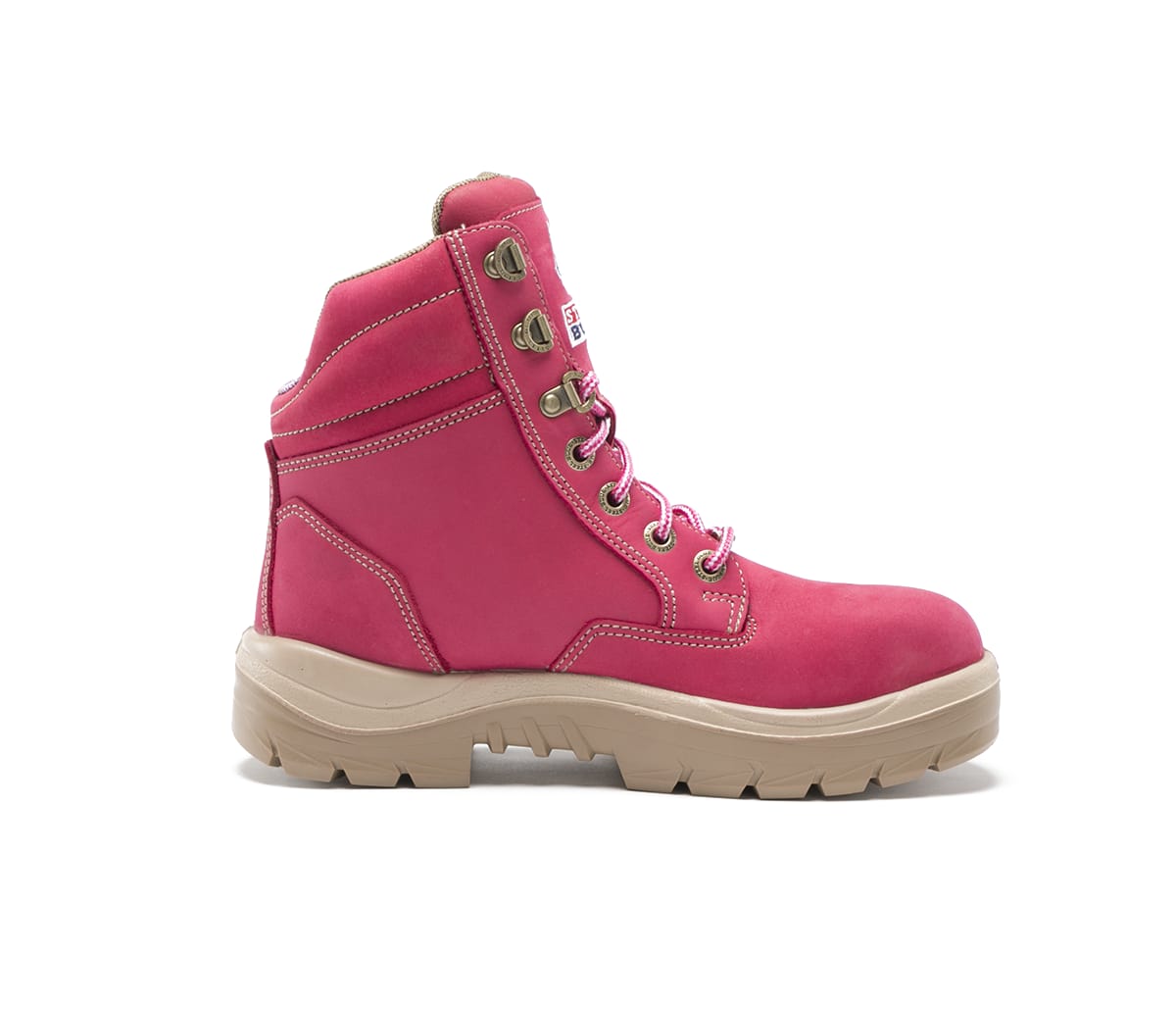 pink steel cap boots