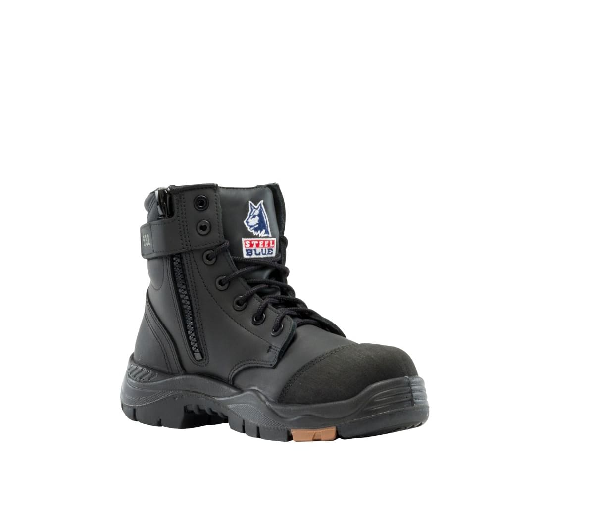 black zip up work boots