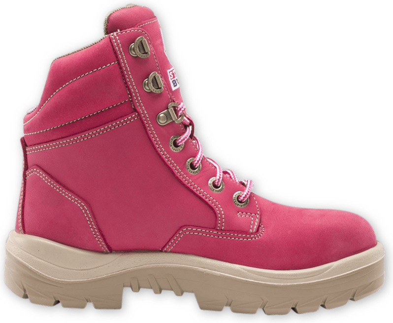 pink work boots