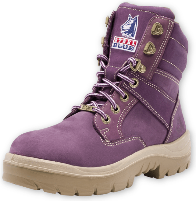 purple steel cap boots