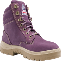 purple steel cap boots