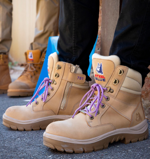 women's work boots - purple laces