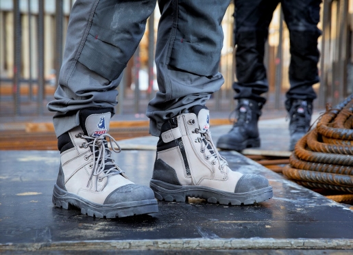 slate coloured work boots