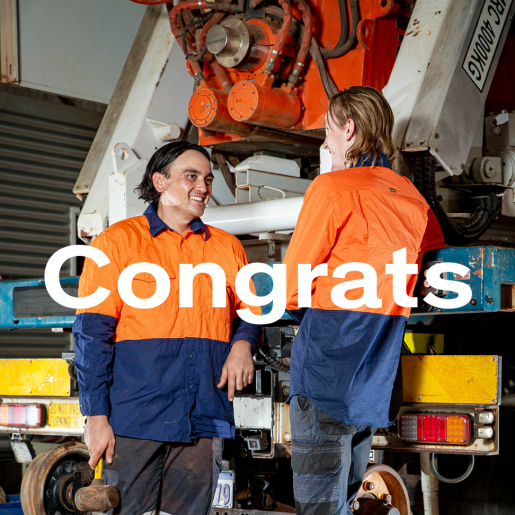 VIP congrats graphic - tradies wearing hi-vis clothing