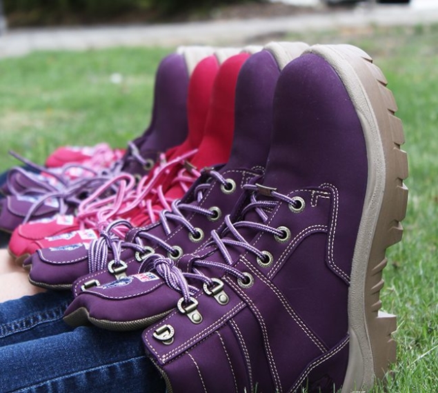 pink and blue boots