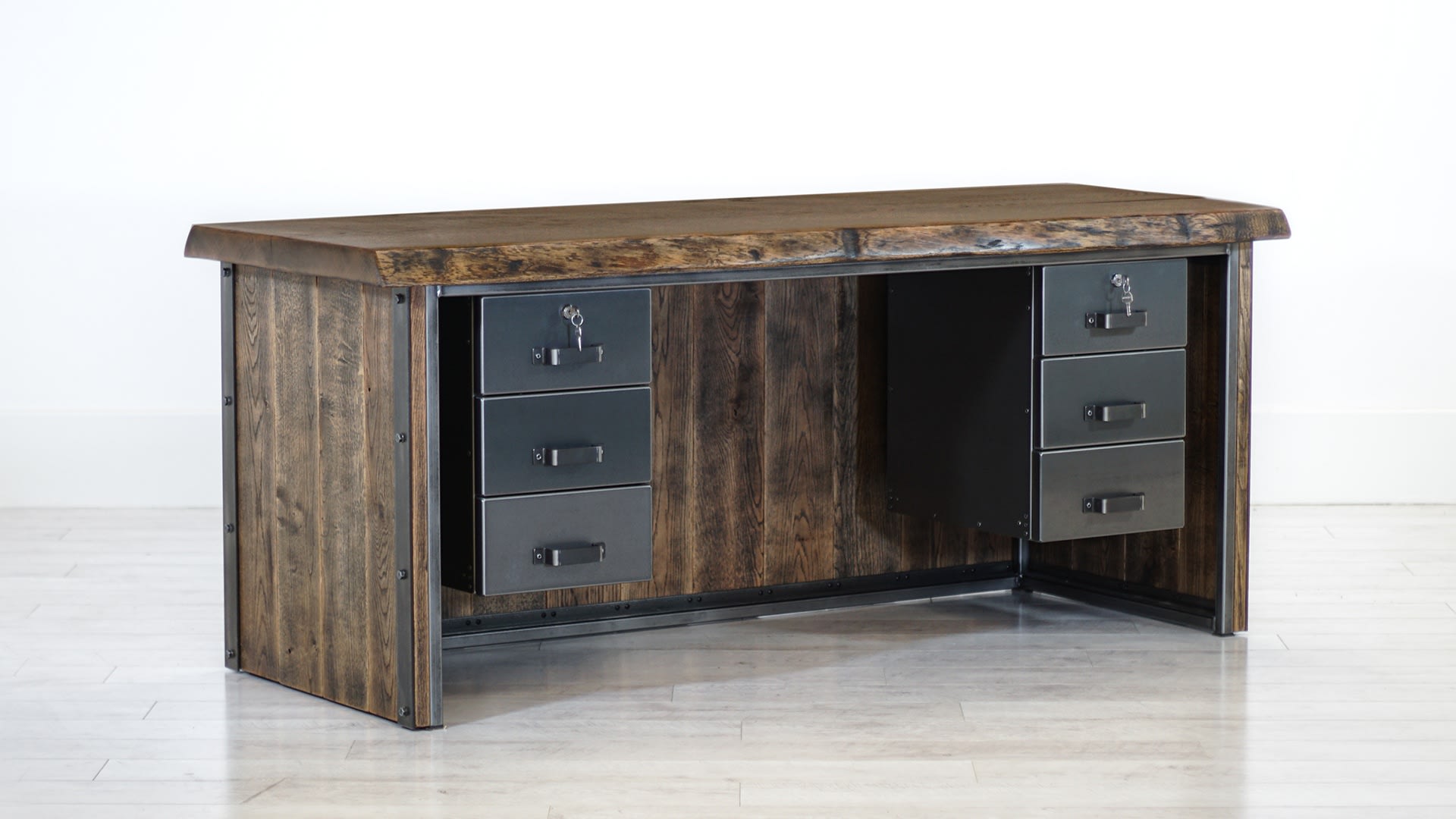 Industrial Oak and Steel Premium Office Desks Steel Vintage