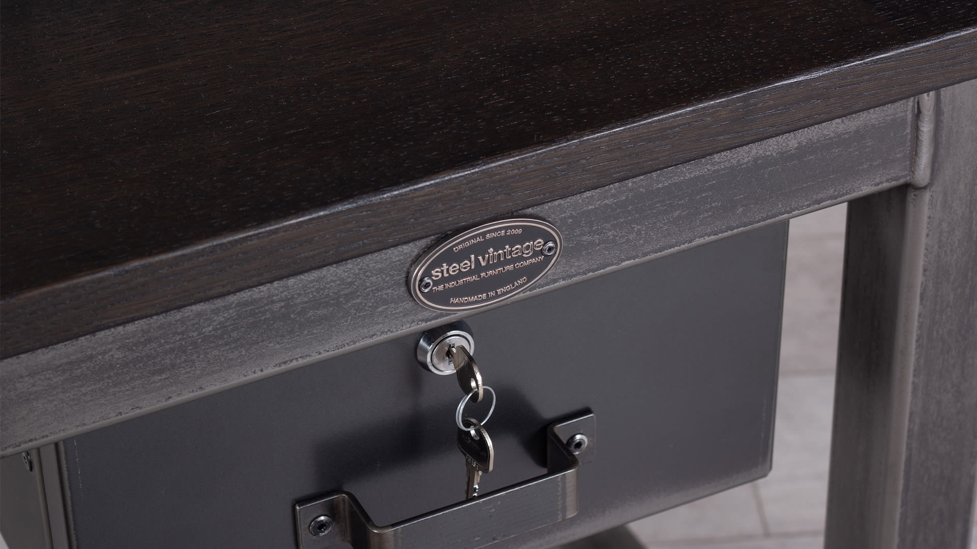 industrial style steel and wood bedside units