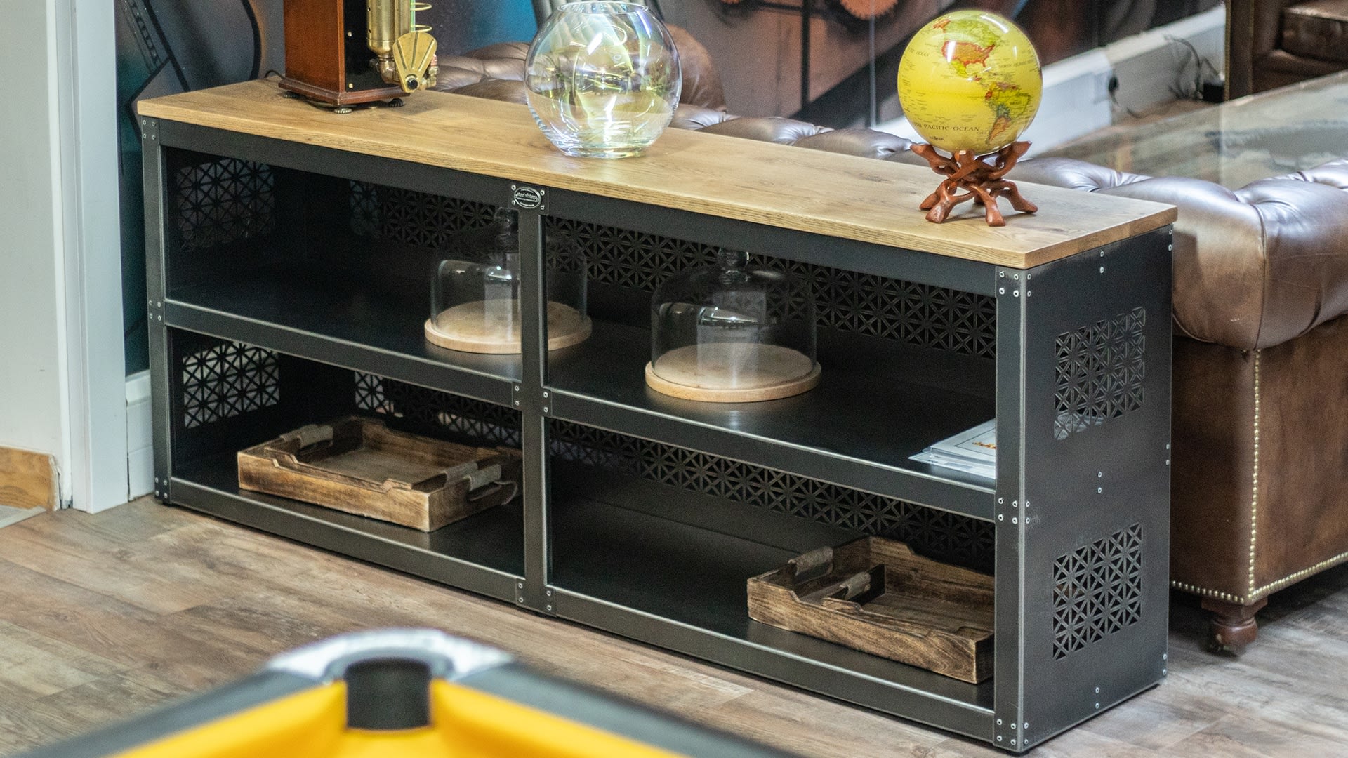 Steel Vintage Lattice sideboard in situ Focus on Design