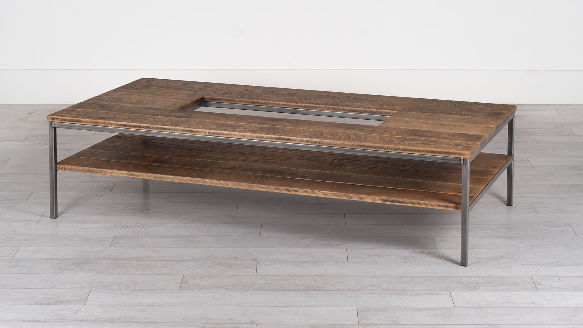 Industrial coffee table made from solid Oak & Steel ...