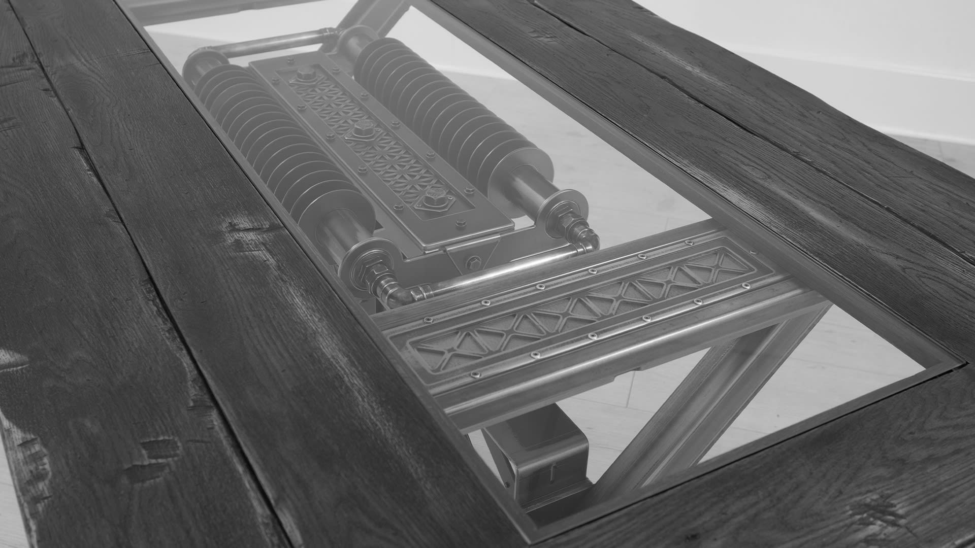 STEEL VINTAGE STEAMPUNK TABLE BW