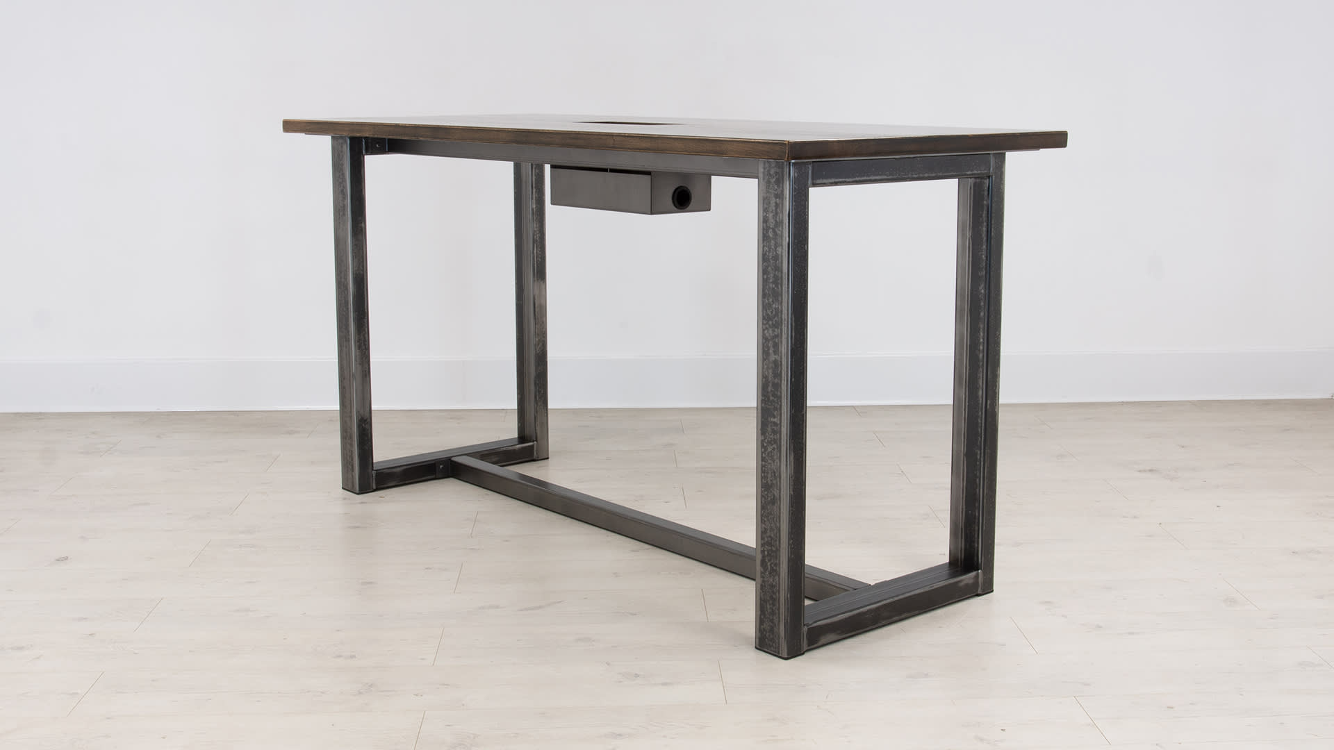 industrial style high table with built-in cable management