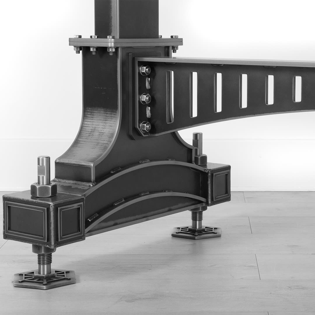 sv industrial style height adjustable desk black and white