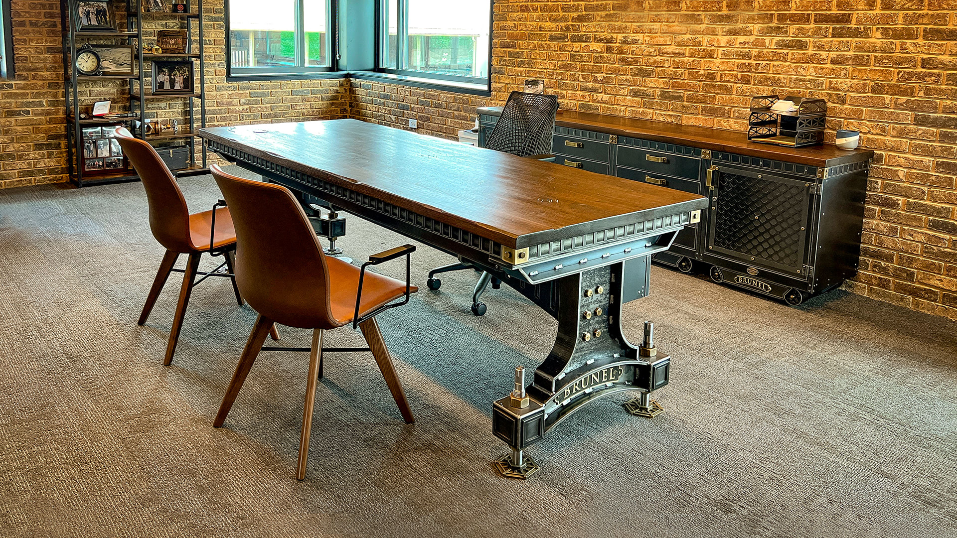 industrial style office with Brunel Desk and sideboard