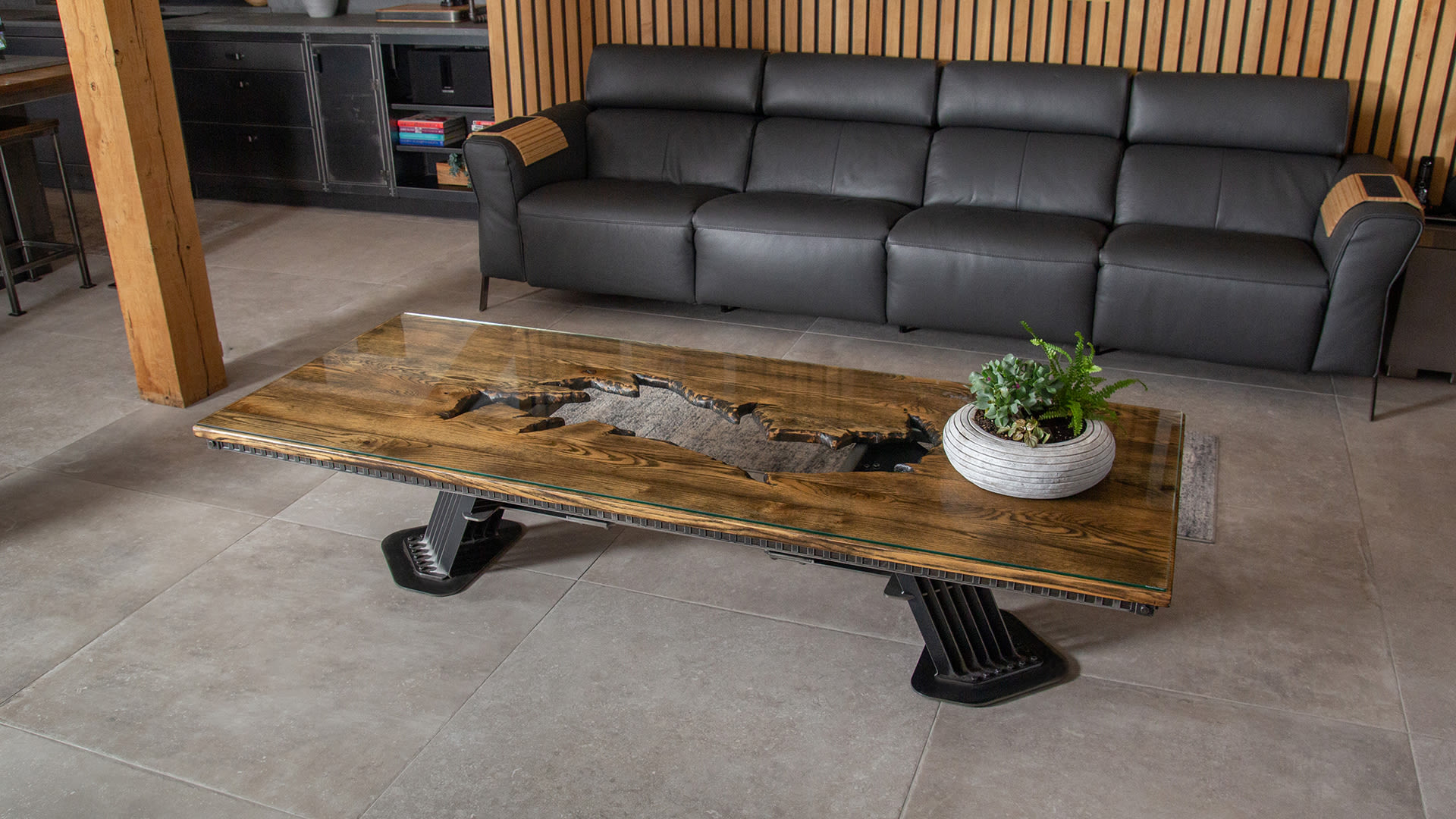 sv industrial style pilot inspired coffee table in living room