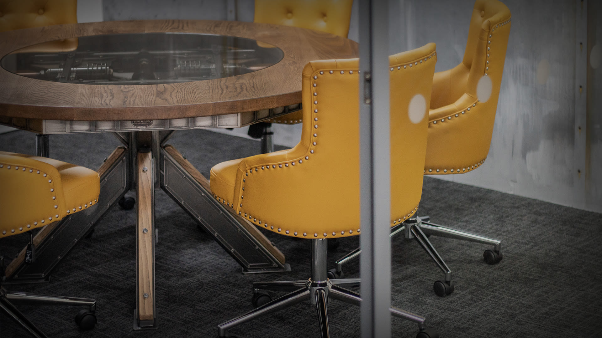 STEAMPUNK STYLE ROUND MEETING ROOM TABLE