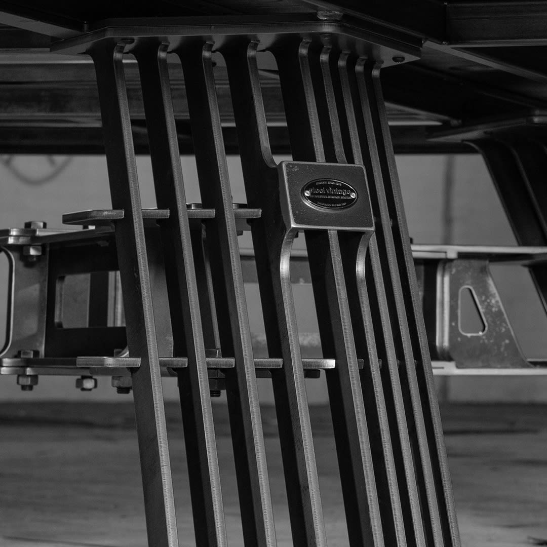 SV Pilot quad leg table in brabazon hangar table top