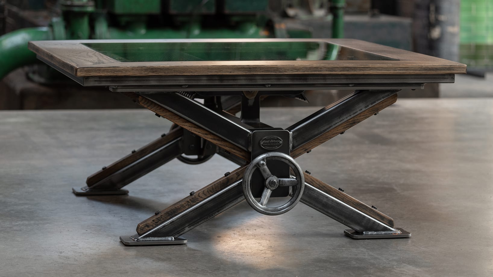 Steam Punk Coffee Table : Steampunk Industrial Crank Adjustable Round Coffee Table 42 Zin Home : Rated 5 out of 5 by jskim from table great coffee table with amazing artwork in the center.