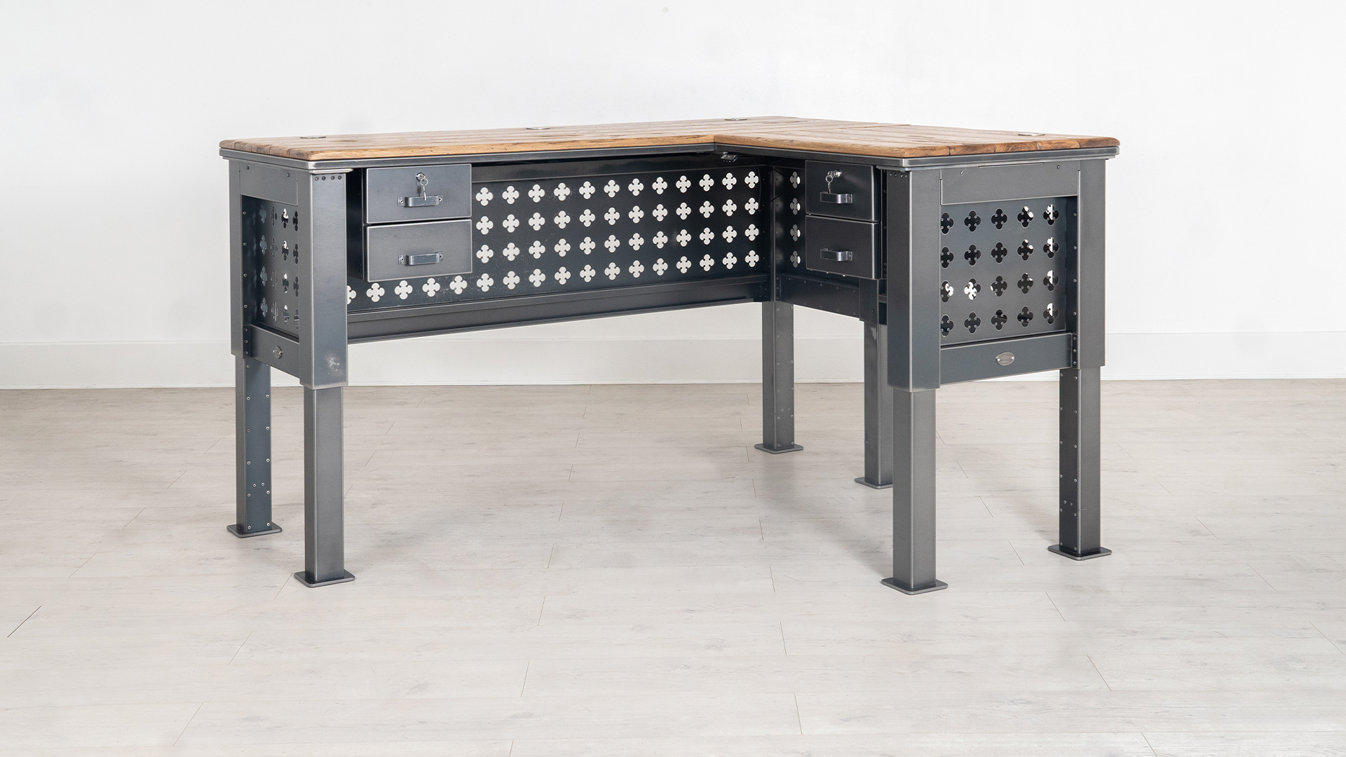 The Grand Artisan Height Adjustable Corner Desk V2 | Steel Vintage