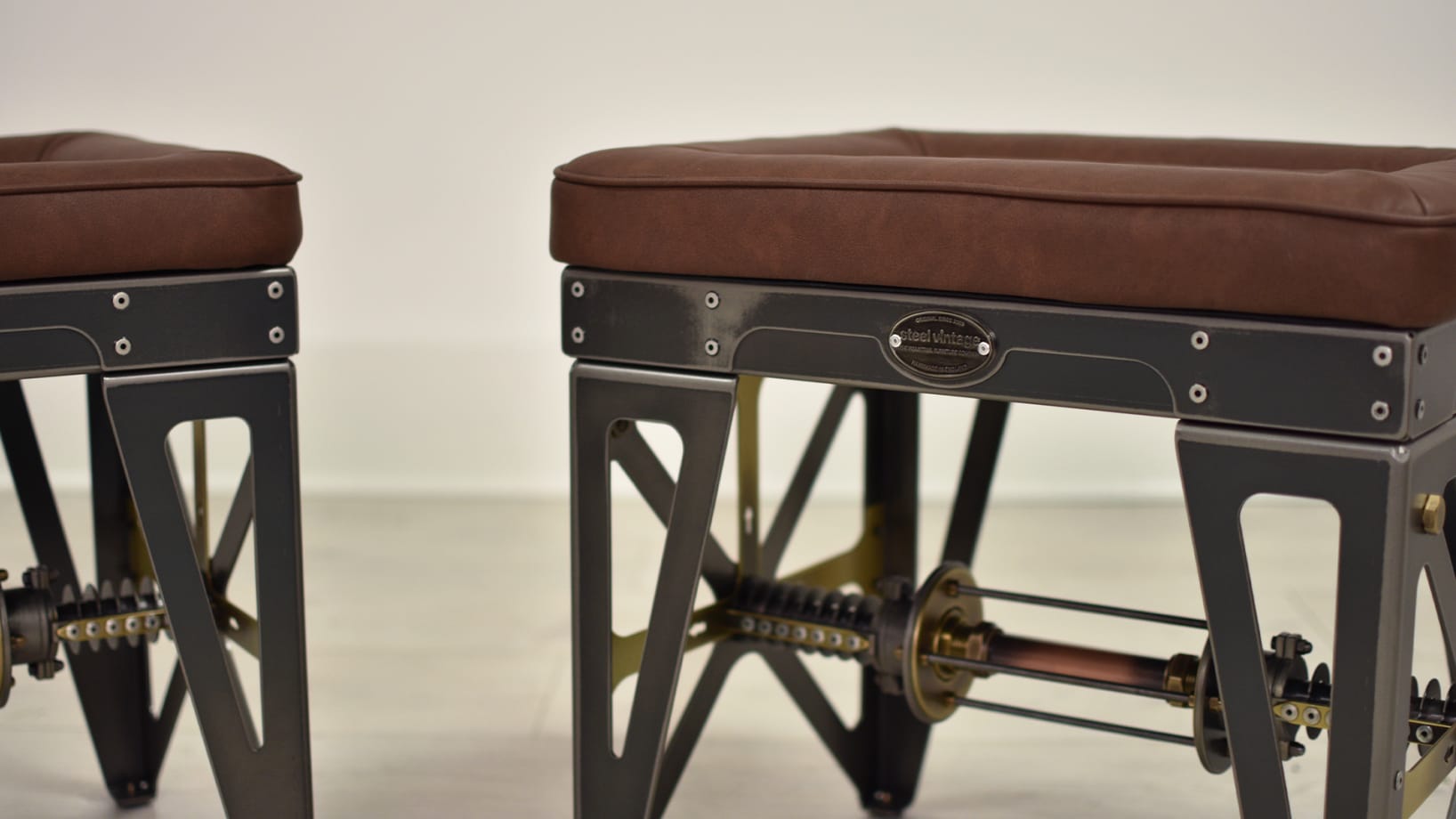 The Steampunk Stool VeganFriendly Leather Stool Steel Vintage