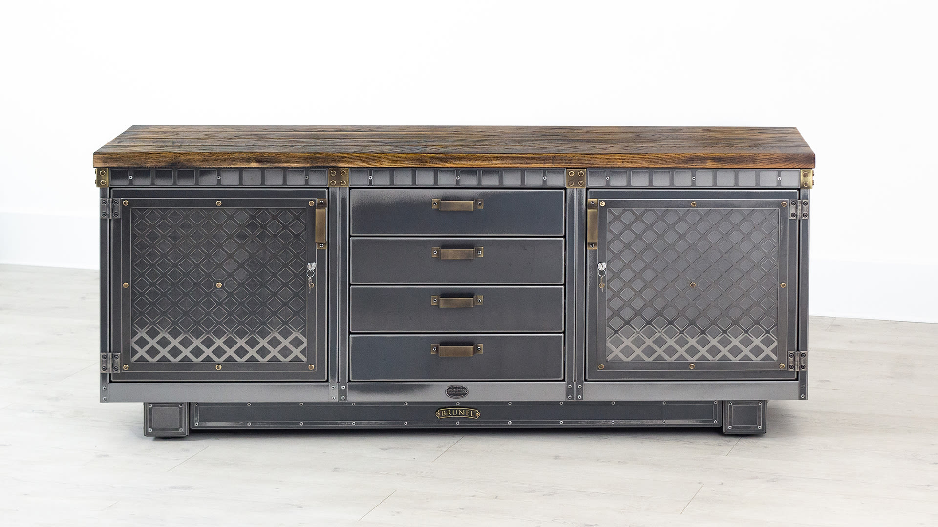 STEEL VINTAGE BRUNEL PEDESTAL SIDEBOARD V3