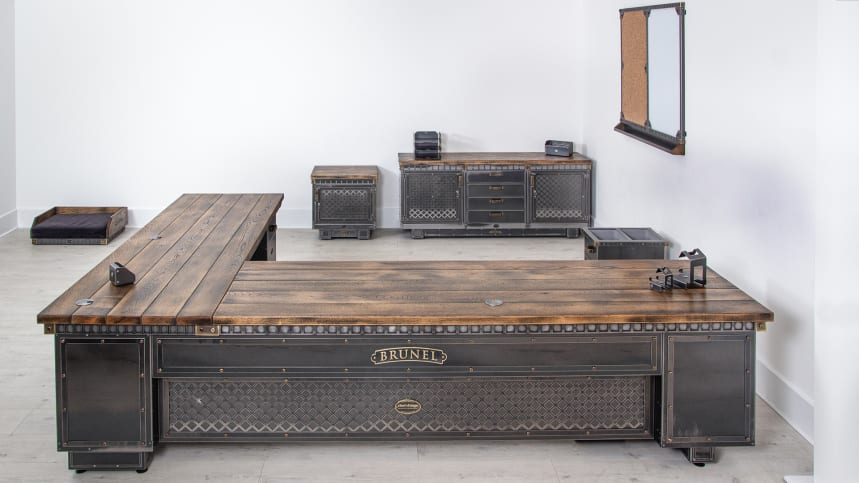 STEEL VINTAGE BRUNEL CORNER PEDESTAL DESK