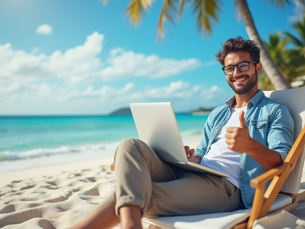 Freelancer with a “thumbs up”