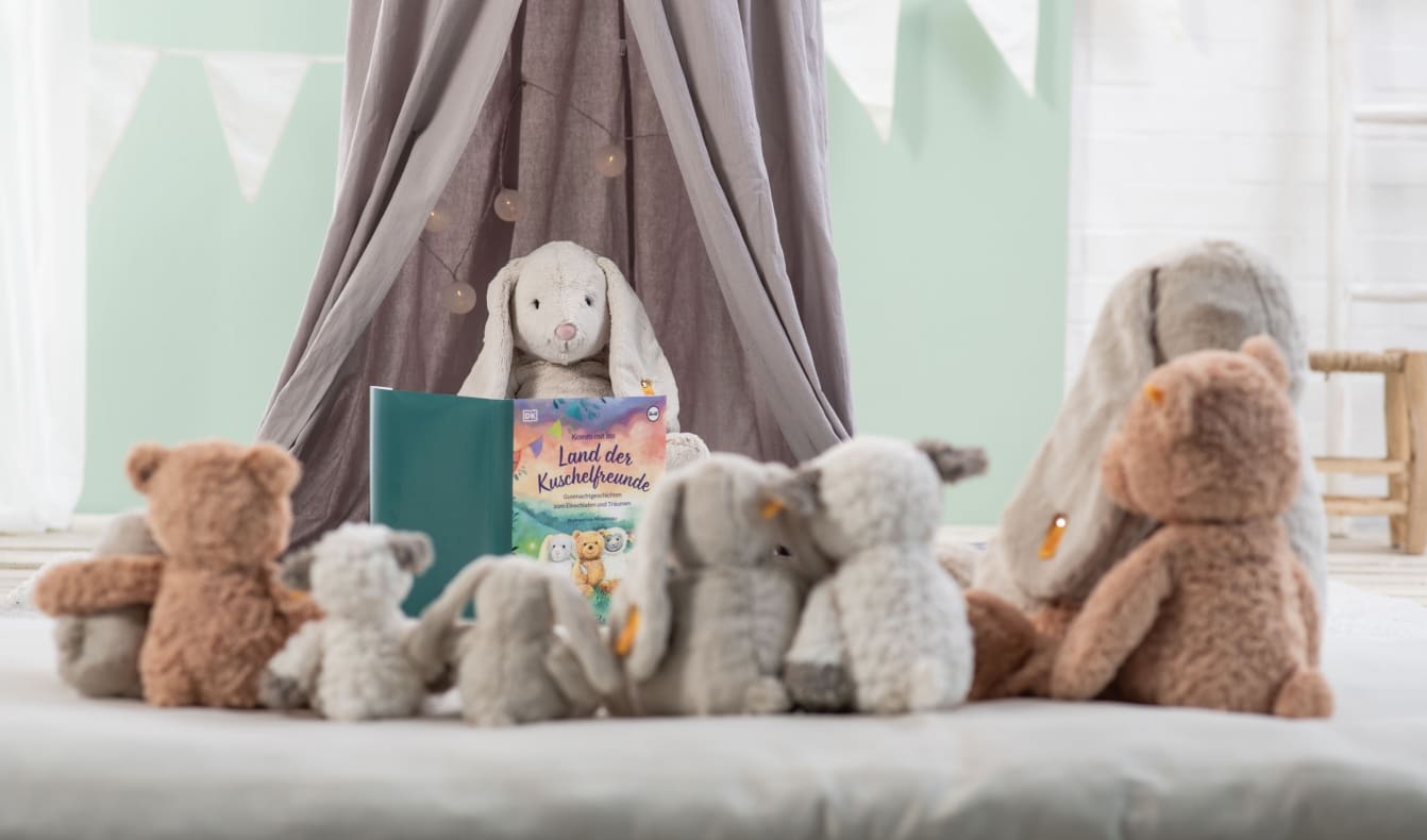 Steiff kuscheltiere und buch land der kuscheltiere