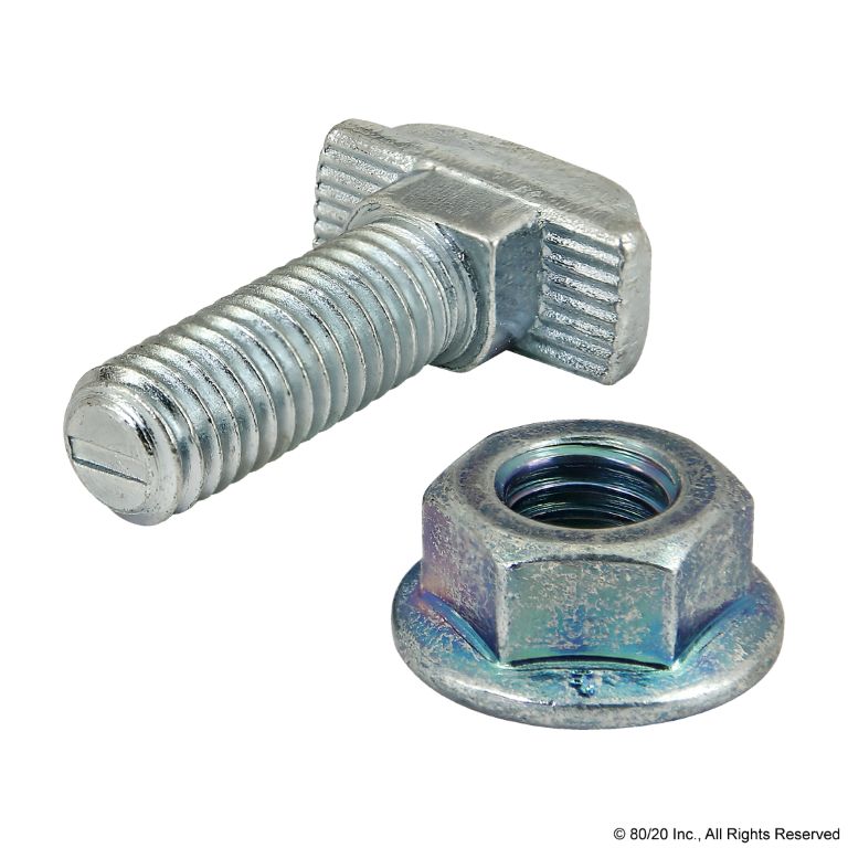 Drop-In T-Slot Stud with Flanged Hex Nut