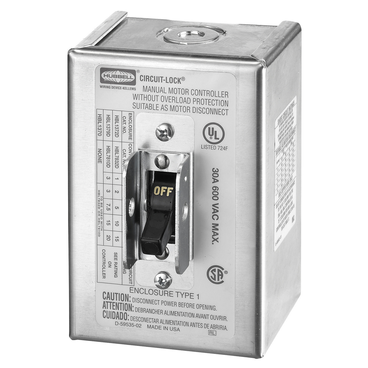 Circuit-Lock NEMA 1 Enclosures with Switch