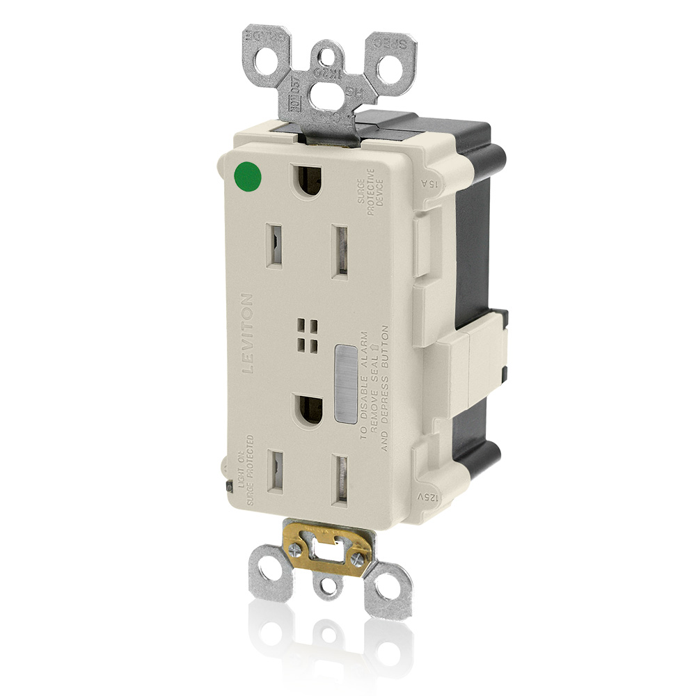 Leviton® LevLok® MT828T Duplex Heavy Duty SelfGrounding TamperResistant Surge Protective