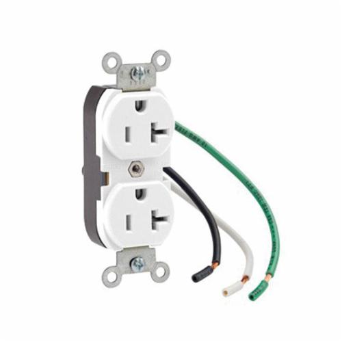 Leviton® 5340-W 1-Phase Duplex Heavy Duty Self-Grounding Slim Straight ...
