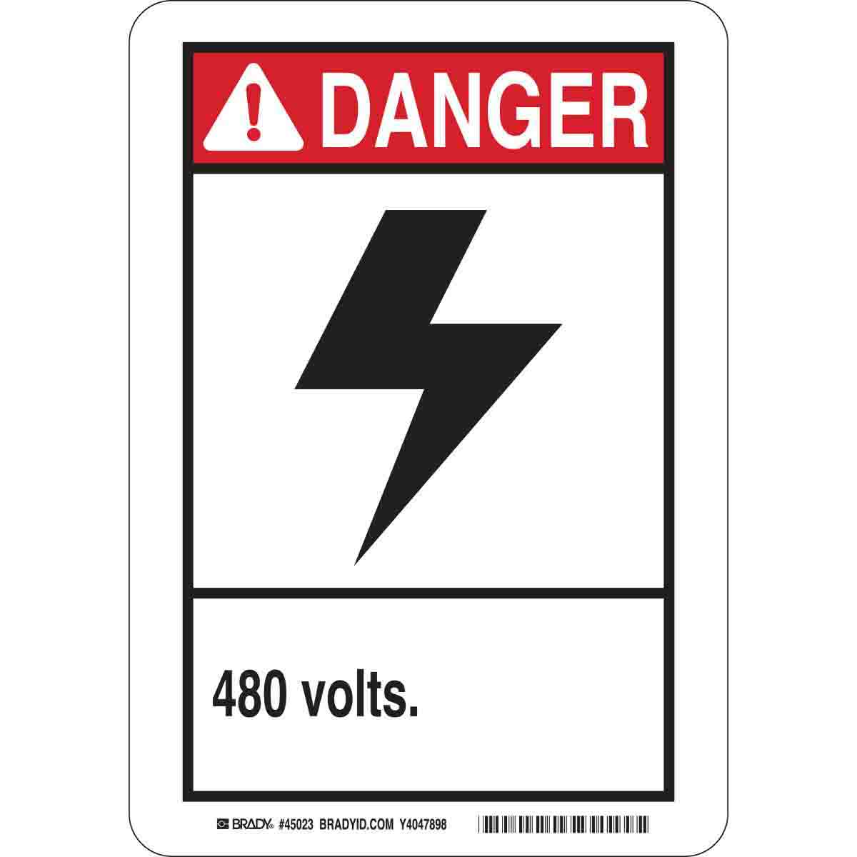Brady® 45159 Laminated Rectangular Conduit and Voltage Sign, DANGER, 10 ...