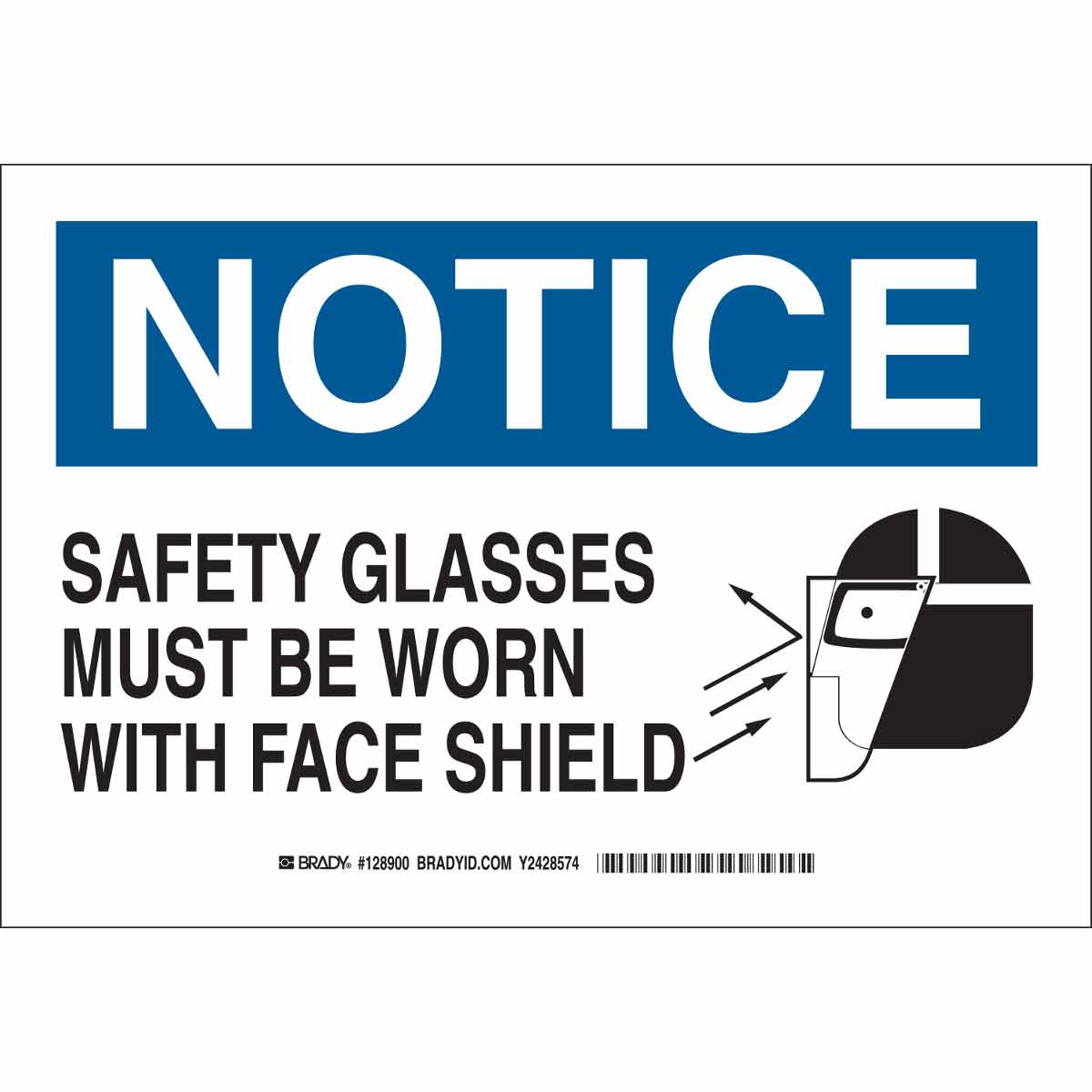 Brady® 128898 Rectangular Personal Protection (PPE) Sign, NOTICE, 7 in ...