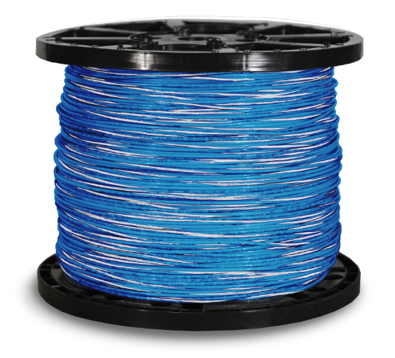 TFFN 18 AWG Stranded Blue w / White Stripe Copper Building Wire 500 FT  Spool Order by the foot - 500 FT Minimum