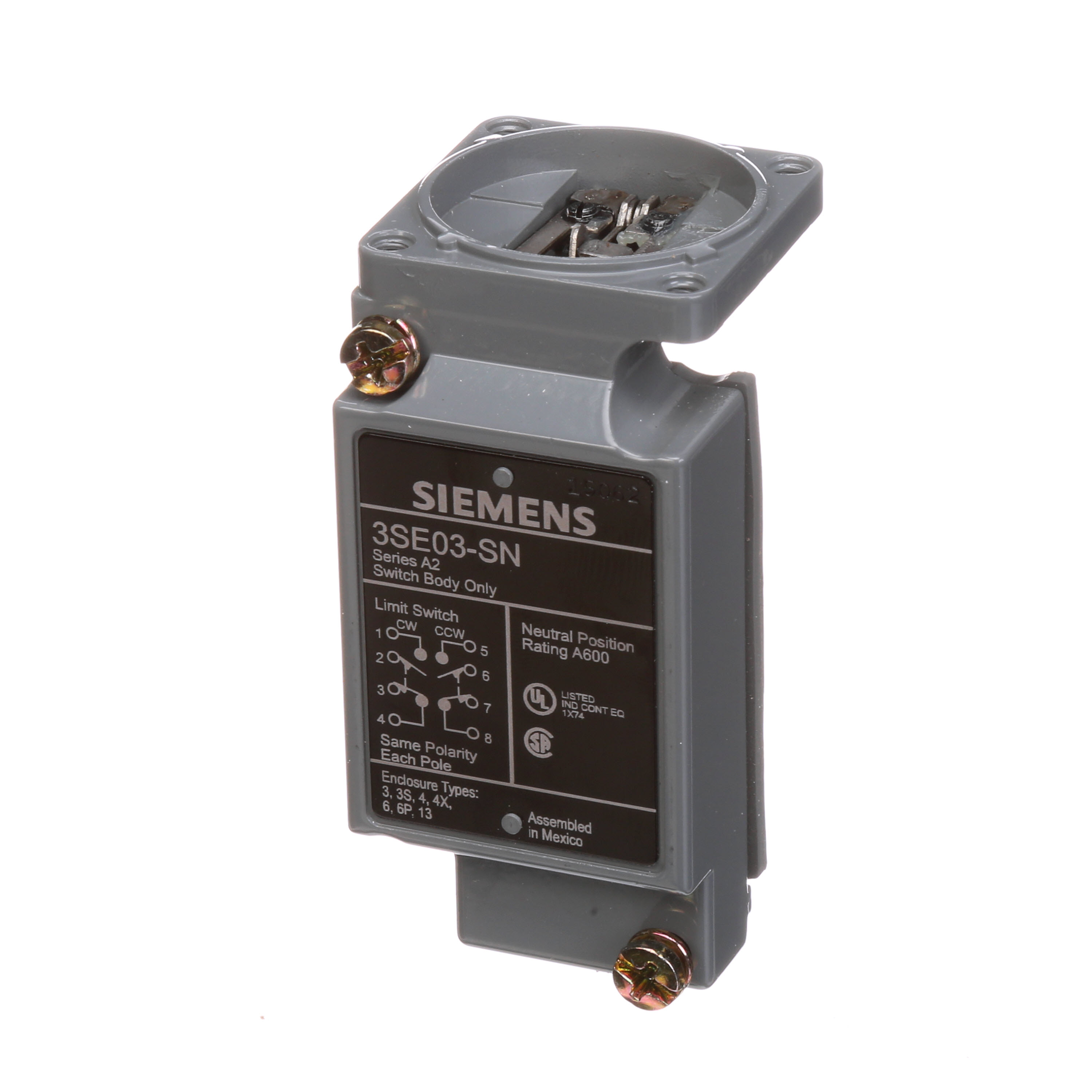 Kinderdag Relatie kloof Siemens 3SE03-SN Heavy Duty Limit Switch Plug-In Module, 600 VAC/300 VDC,  10/1 A, 2NO-2NC, 2 Poles | Steiner Electric Company