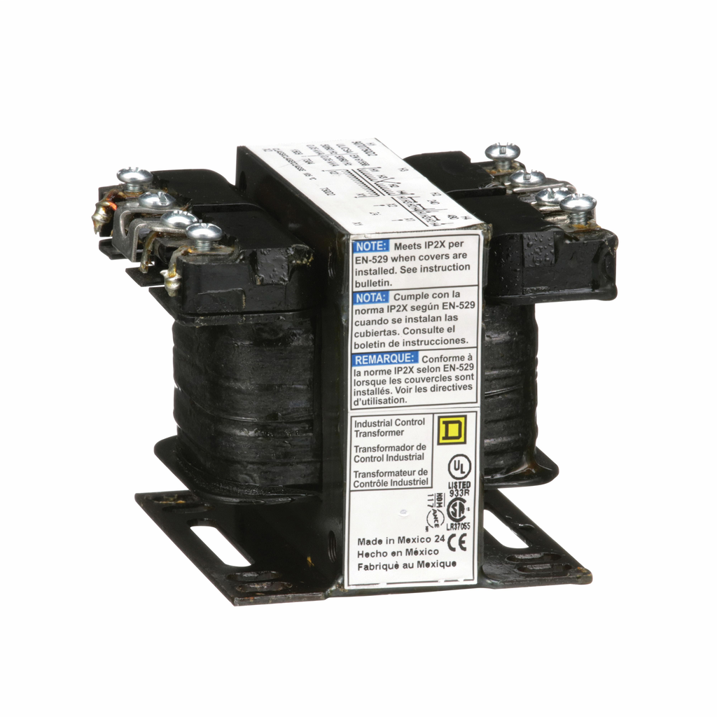 Square D™ 9070T50D2 Type T Industrial Open Style Control Transformer,  240/480 VAC Primary, 24 VAC Secondary